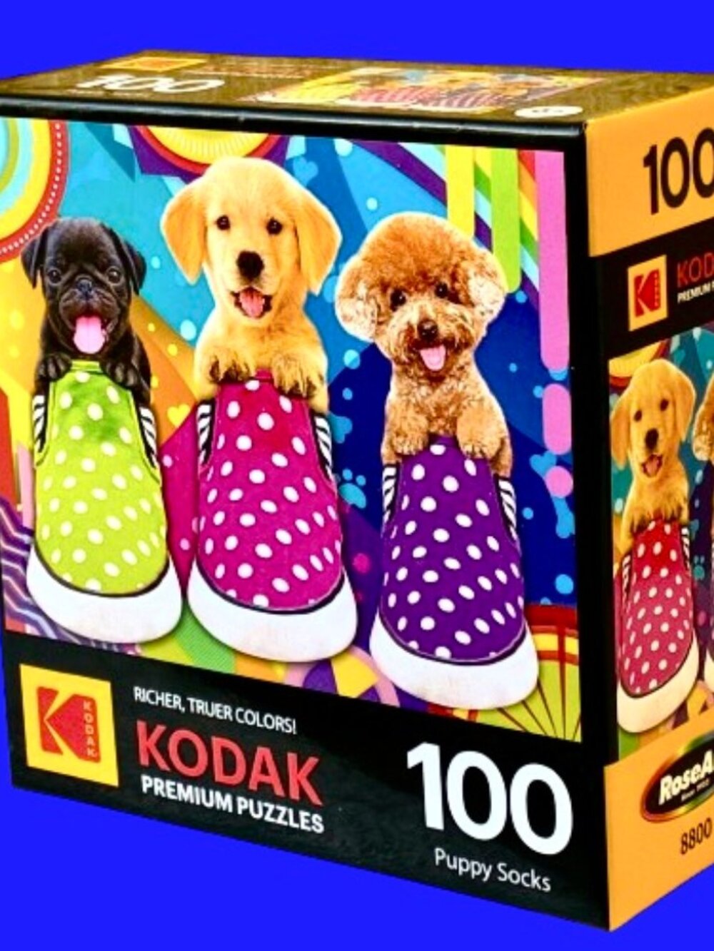 Kodak Puppy Socks 100 Piece Jigsaw Puzzle RoseArt Pups Kids Ages 6+ Complete